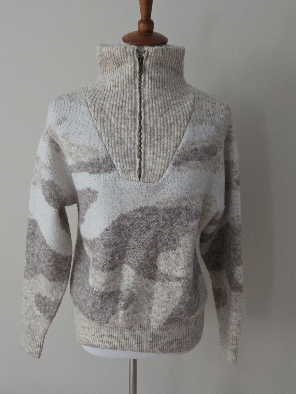 Aqua  Cozy Camouflage Zip-Up Sweater